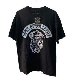 Sons of Anarchy Black Graphic T Shirt Reaper Licensed Bikercore Y2K Edgy